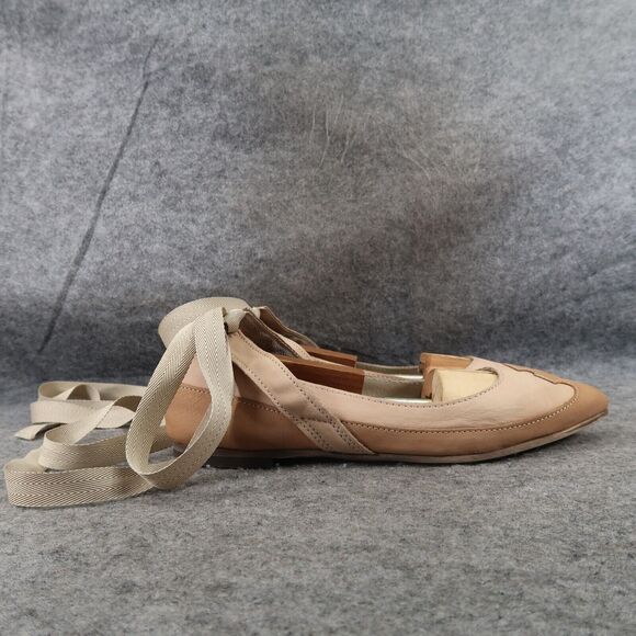 Free People Shoes Womens 36 Flats Ankle Wrap Tie Fashion Boho Leather Classic - Picture 15 of 15